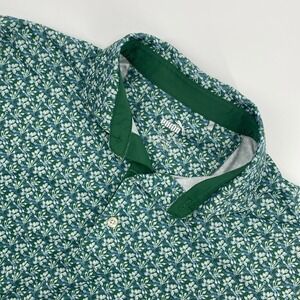 Puma Way Golf Polo Shirt Mens Small Green Floral Performance Spring Tropical
